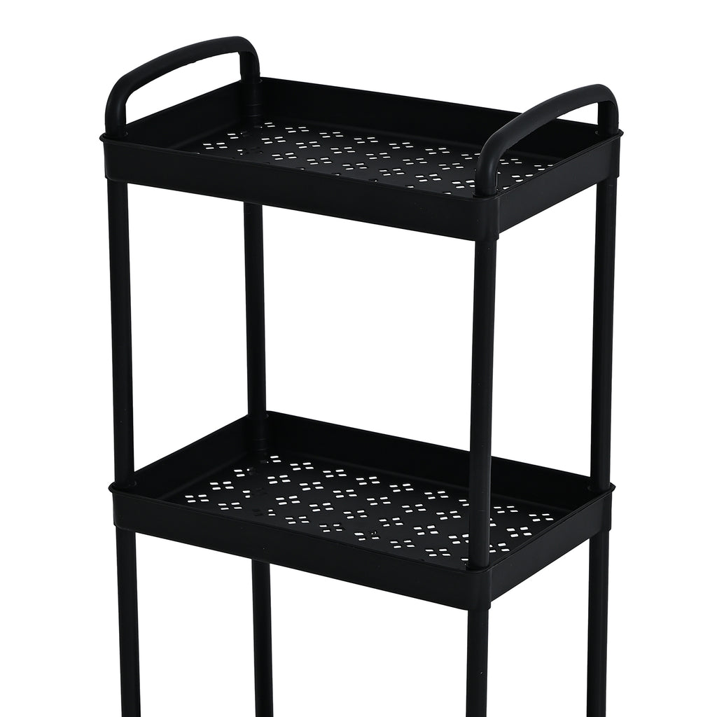 4-Tier Mobile Storage Trolley on Wheels (30x20x83 cm) - Black_8433891_5