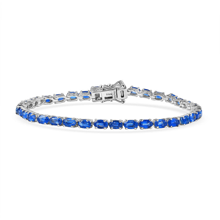 D'Joy AAA Natural Kashmir Kyanite Bracelet (Size - 7.5) with GB Lock Box in Rhodium Overlay Sterling Silver 12.35 Ct. 8433980 1