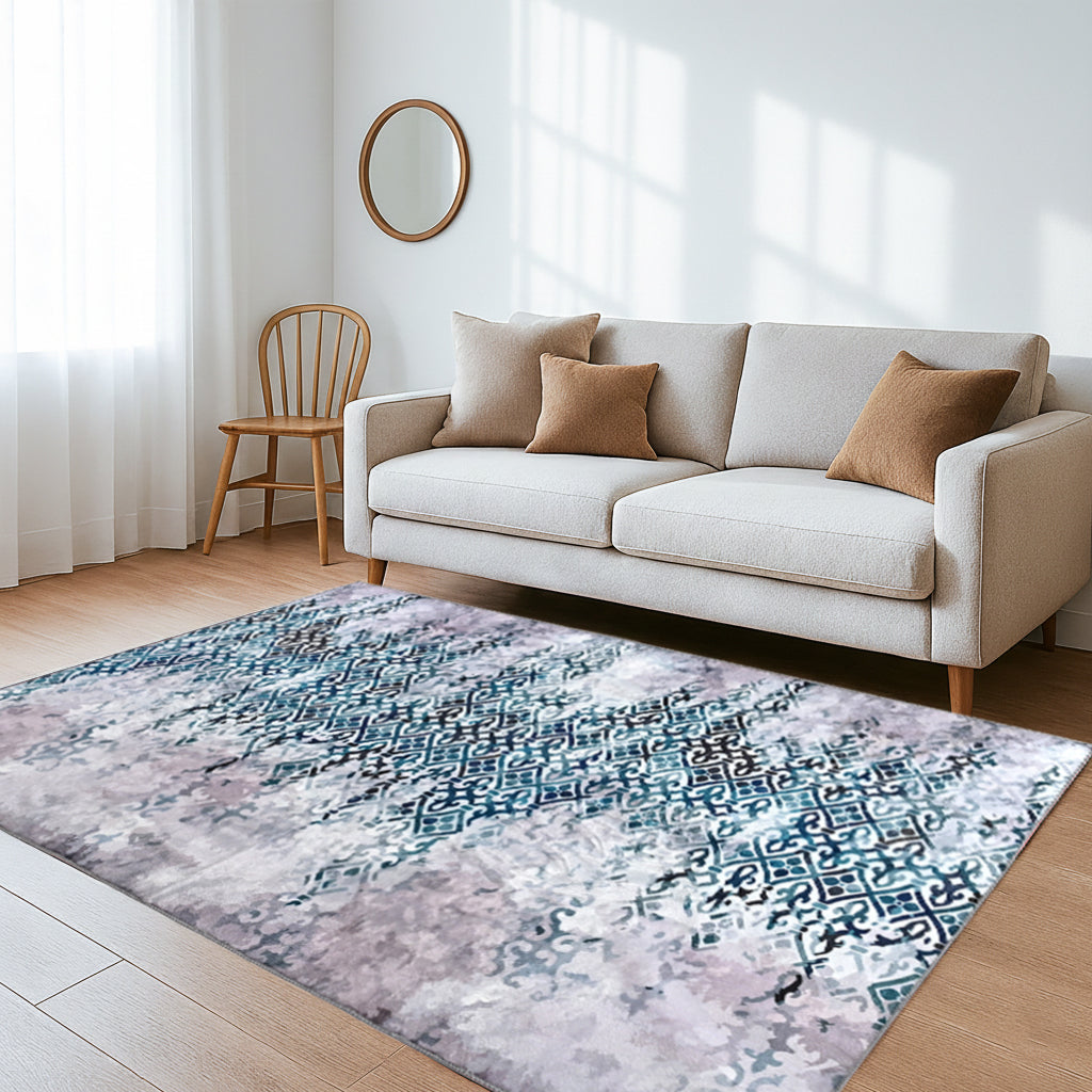 LIVMORE Vibrant Abstract Pattern Rug (Size 120x180 cm) - Blue 8434161 1