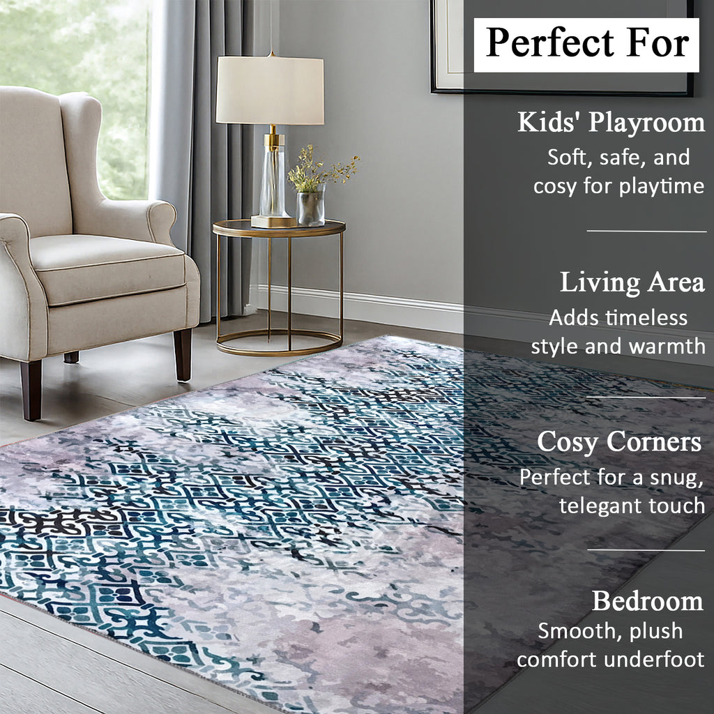 LIVMORE Vibrant Abstract Pattern Rug (Size 120x180 cm) - Blue_8434161_3