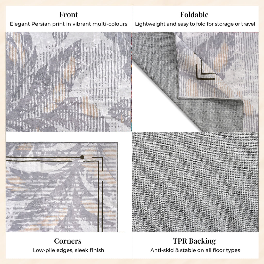 LIVMORE Palm Sketch Pattern Rug (Size 120x180 cm) - White_8434162_5