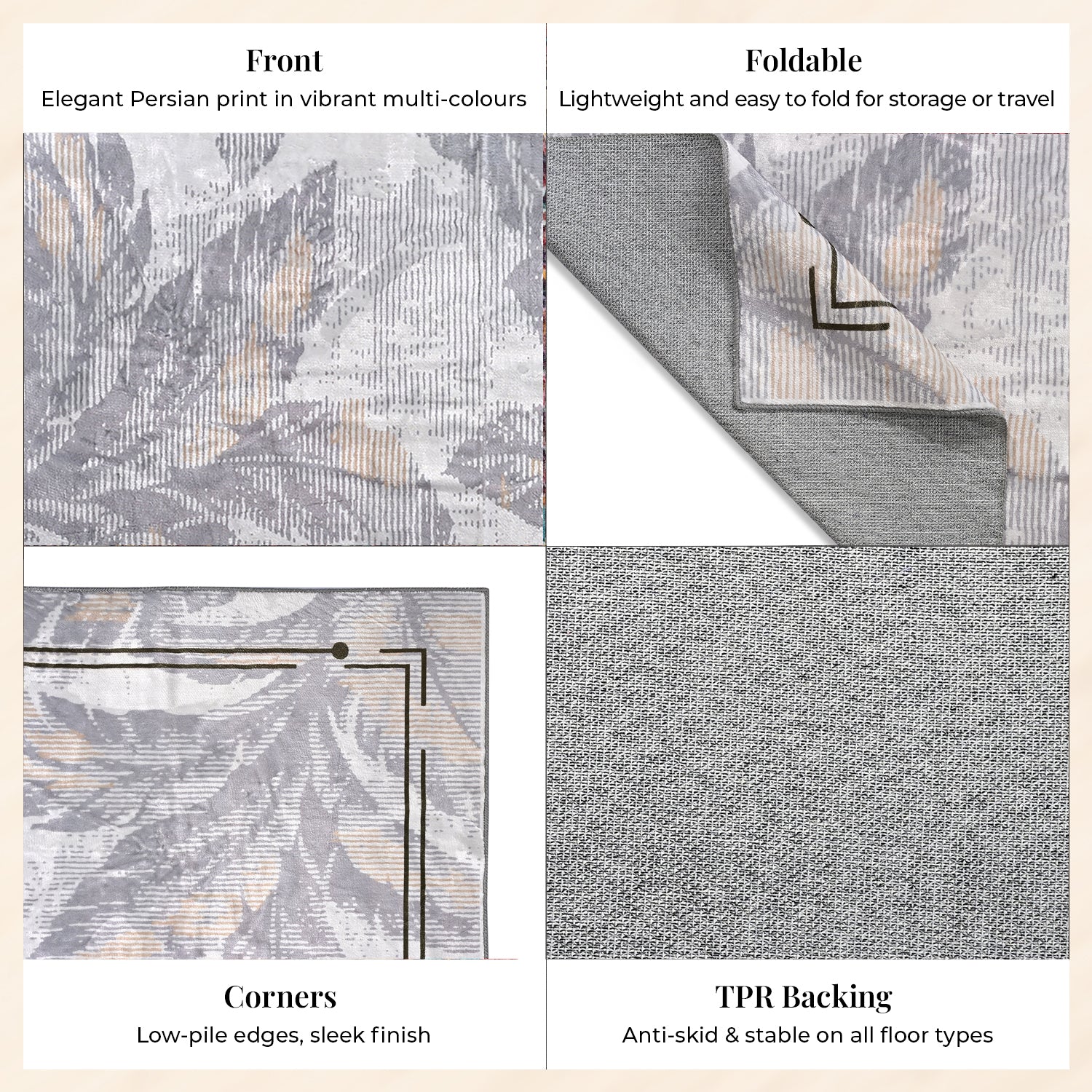 LIVMORE Palm Sketch Pattern Rug (Size 120x180 cm) - White 8434162 5