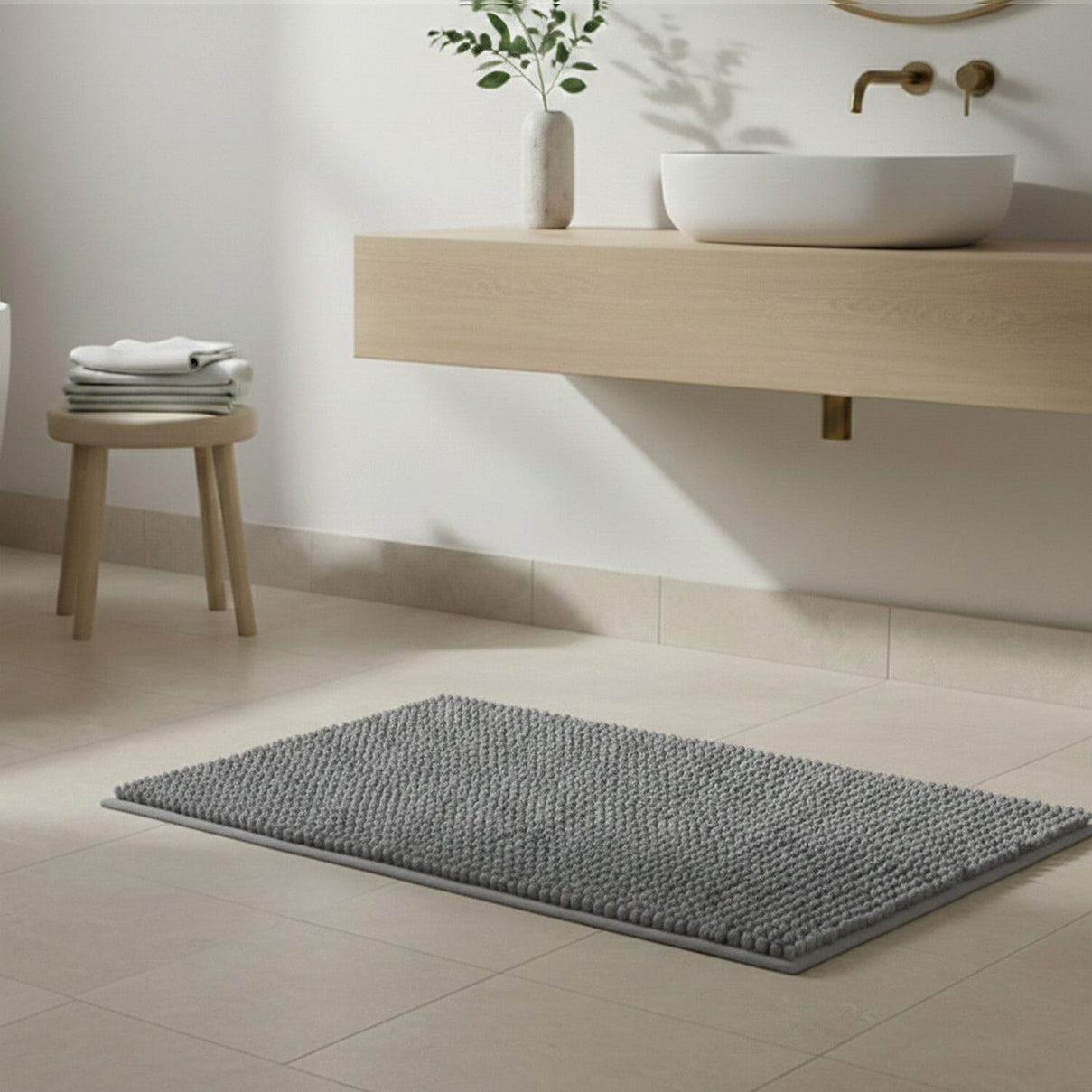 Ultra-Absorbent Noodle Bathmat (60 x 40 cm) - Grey 8434592 5