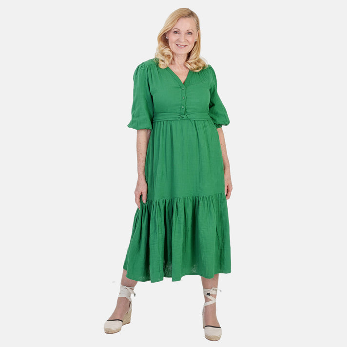 La Marey 100% Cotton Knot Dress (Size XL, 20-22) - Green 8434610 1