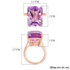 D'Joy Rose De France RADIANT CUT Amethyst Solitaire Ring in 18K Vermeil Rose Gold Plated Sterling Silver 15.36 Ct._8434713_5