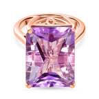 D'Joy Rose De France RADIANT CUT Amethyst Solitaire Ring in 18K Vermeil Rose Gold Plated Sterling Silver 15.36 Ct._8434717