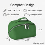 Genuine Leather Luxury Compact Cosmetic Travel Bag - Green