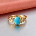 D'Joy Sleeping Beauty Turquoise & White Zircon Ring in Yellow Gold Plated Sterling Silver 1.53 Ct._8435585_2