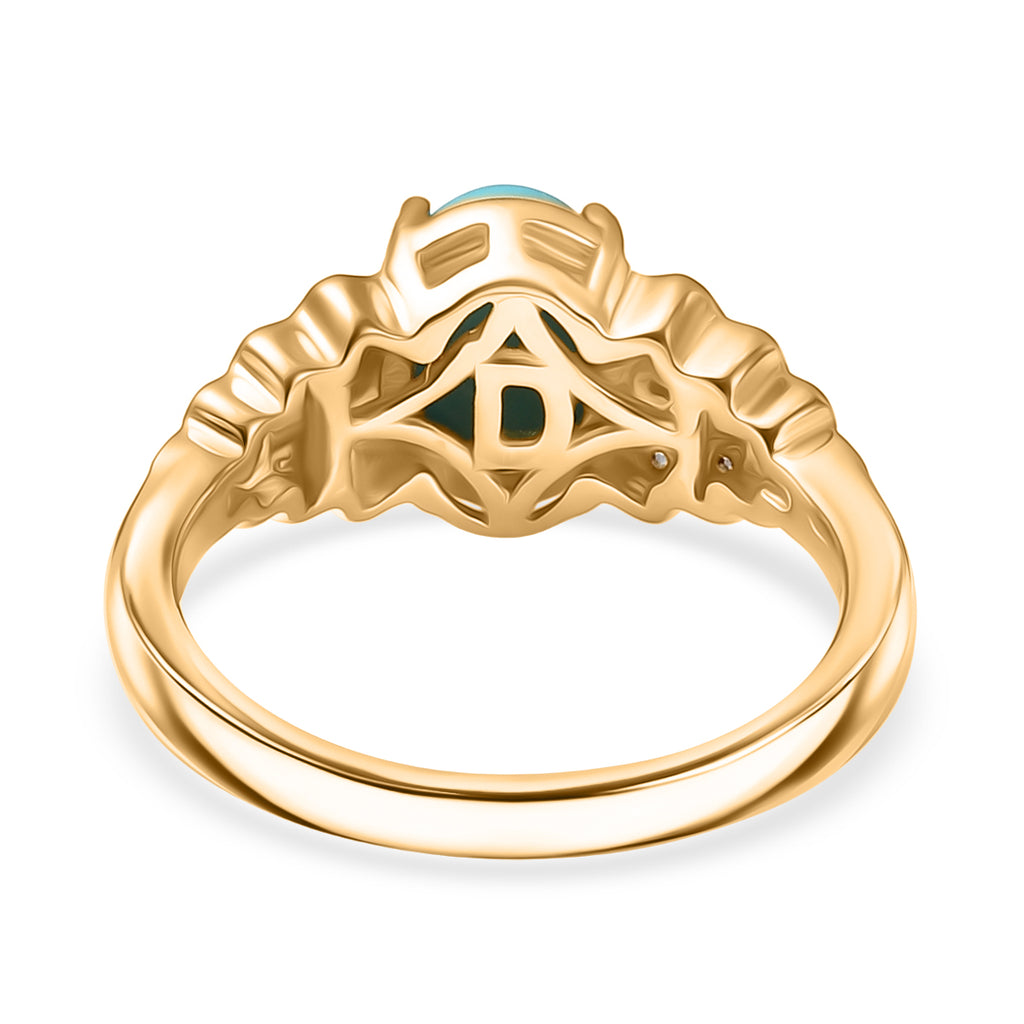 D'Joy Sleeping Beauty Turquoise & White Zircon Ring in Yellow Gold Plated Sterling Silver 1.53 Ct._8435585_4