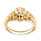 D'Joy Sleeping Beauty Turquoise & White Zircon Ring in Yellow Gold Plated Sterling Silver 1.53 Ct._8435585_4