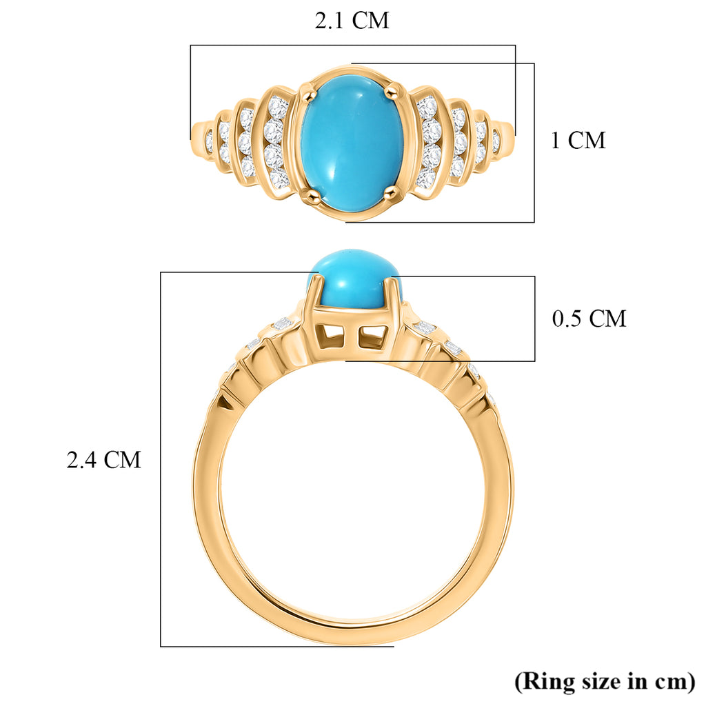 D'Joy Sleeping Beauty Turquoise & White Zircon Ring in Yellow Gold Plated Sterling Silver 1.53 Ct._8435585_5