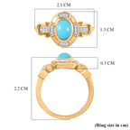 D'Joy Sleeping Beauty Turquoise & White Zircon Cabochon Halo Ring in Yellow Gold Plated Sterling Silver 1.00 Ct._8435723_5