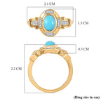 D'Joy Sleeping Beauty Turquoise & White Zircon Cabochon Halo Ring in Yellow Gold Plated Sterling Silver 1.00 Ct._8435738_5