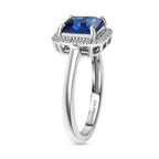 AAA Natural Kashmir Kyanite & SI-G/H Lab Grown Diamond Halo Ring in Rhodium Overlay Sterling Silver 2.13 Ct._8435763_3