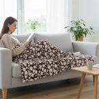 Livmore Printed Flannel Cozy Throw Blanket (150x224cm) - Maroon Flower_8435764_1
