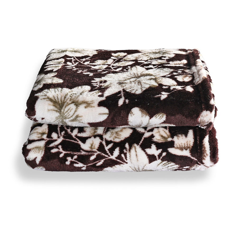 Livmore Printed Flannel Cozy Throw Blanket (150x224cm) - Maroon Flower_8435764_4