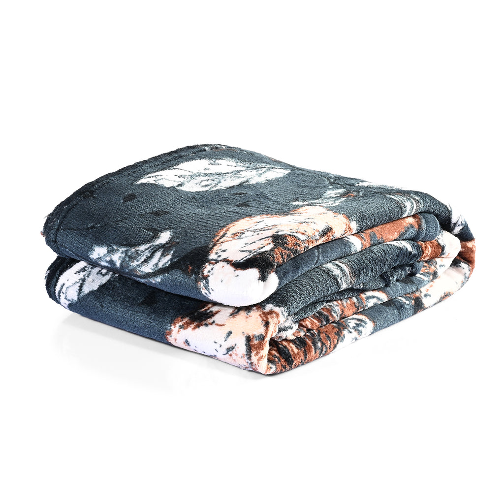 Livmore Printed Flannel Cozy Throw Blanket (150x224cm) - Blue_8435765_5