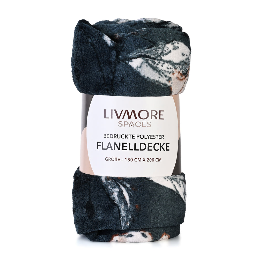 Livmore Printed Flannel Cozy Throw Blanket (150x224cm) - Blue_8435765_6