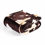 Nature-Inspired Leaf Motif Printed Flannel Blanket (220 x 150cm) - Chocolate Brown & Cream_8436295_2