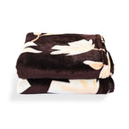 Nature-Inspired Leaf Motif Printed Flannel Blanket (220 x 150cm) - Chocolate Brown & Cream_8436295_4