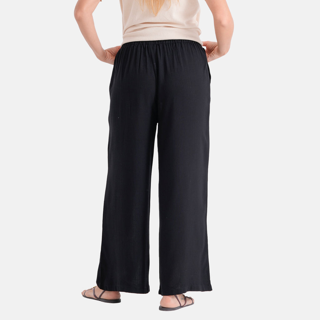 La Marey Rayon Wide Leg Trousers (Size M, 12-14) - Black_8436949_2