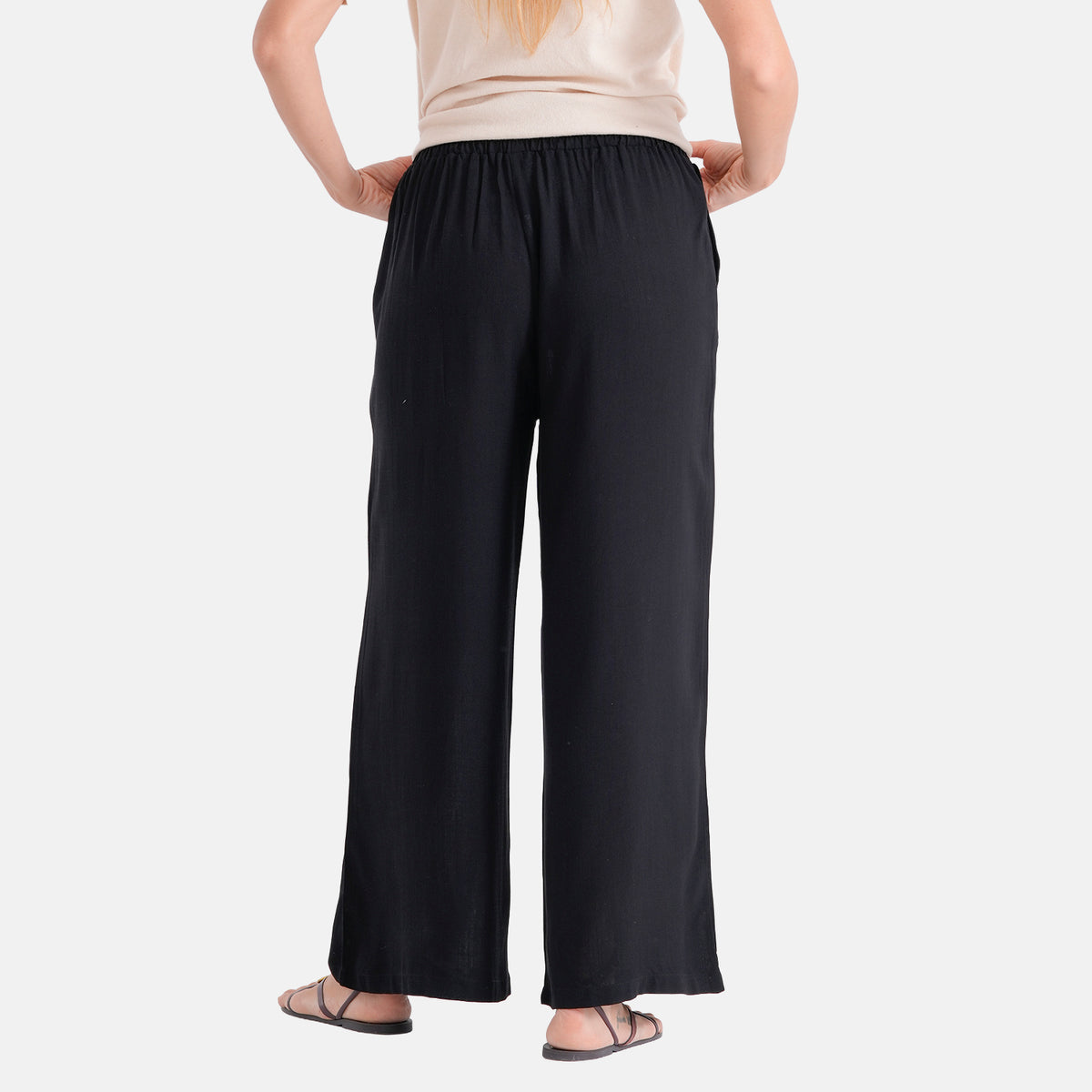La Marey Rayon Wide Leg Trousers (Size M, 12-14) - Black V32564961 3