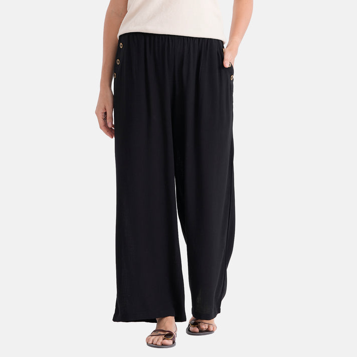 La Marey Rayon Wide Leg Trousers (Size L, 16-18) - Black 8436950 1