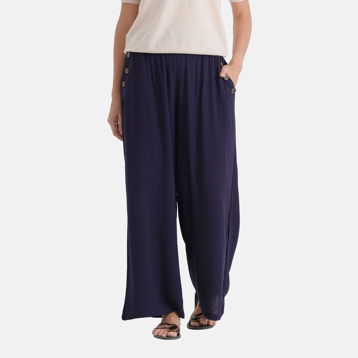 La Marey Rayon Wide Leg Trousers (Size S, 8-10) - Navy Blue V32652558 0
