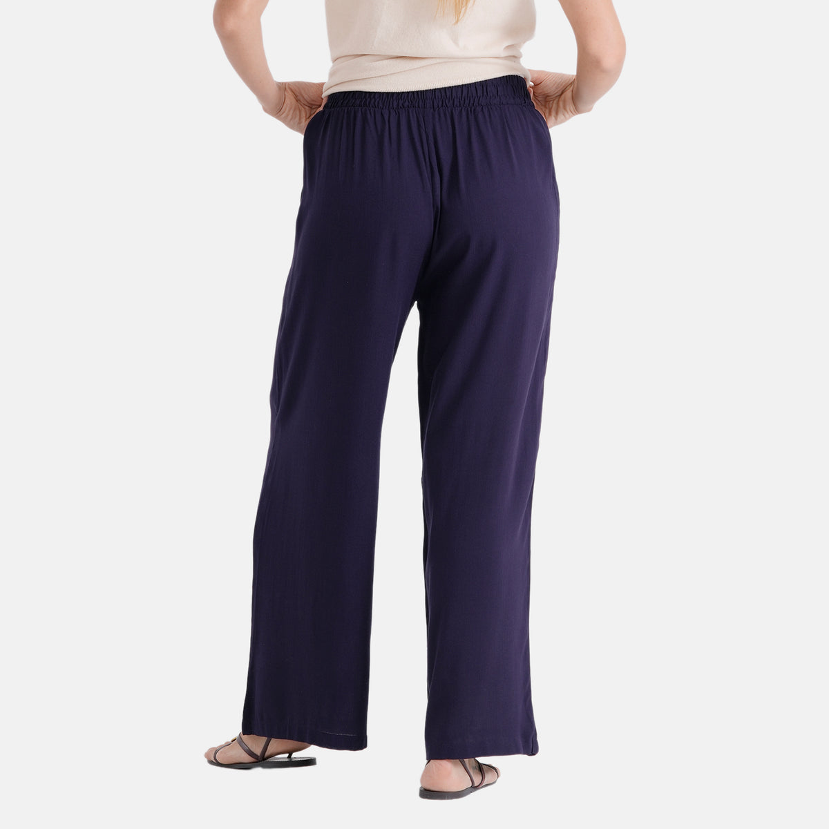 La Marey Rayon Wide Leg Trousers (Size S, 8-10) - Navy Blue V32652558 3