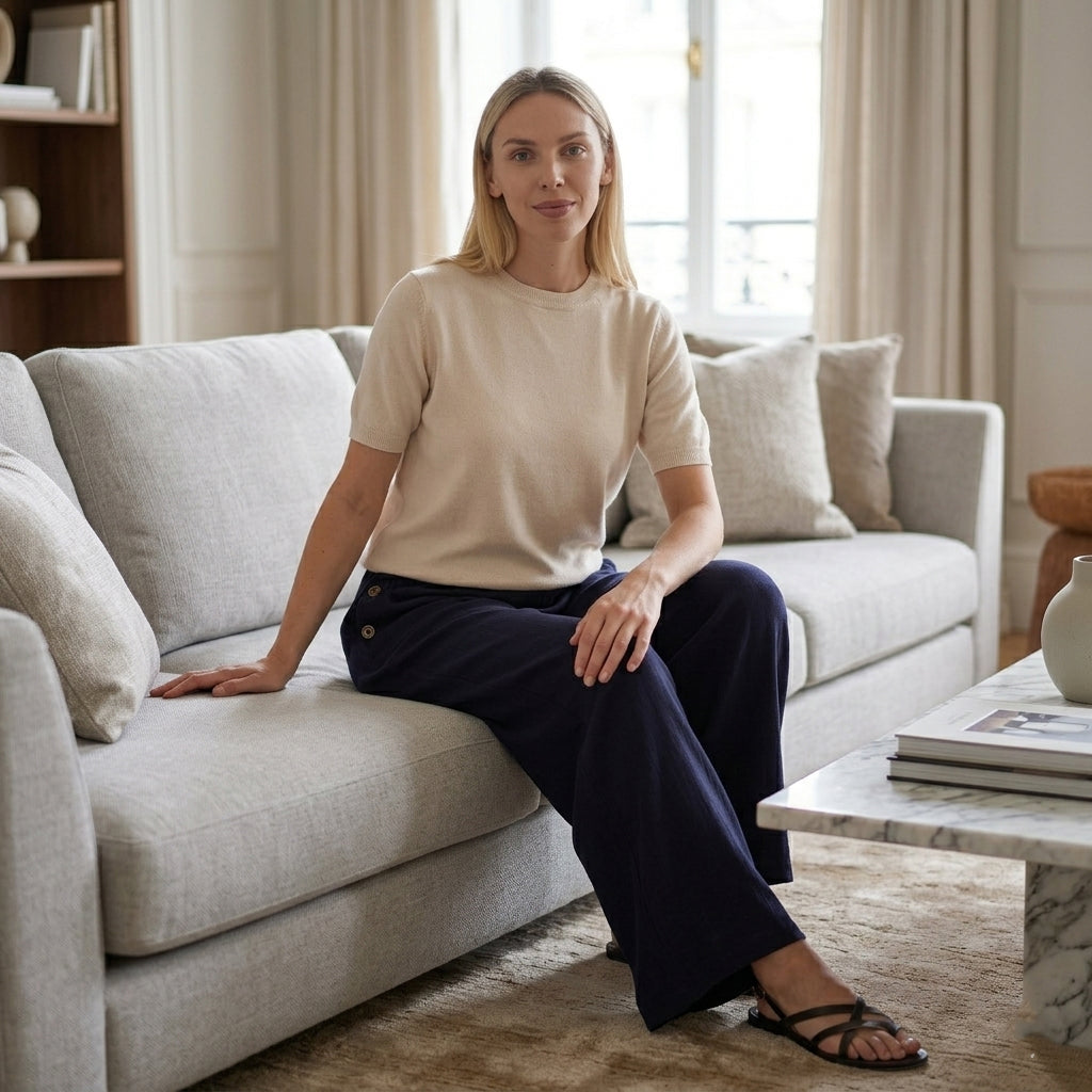 La Marey Rayon Wide Leg Trousers (Size L, 16-18) - Navy Blue V32660083 2