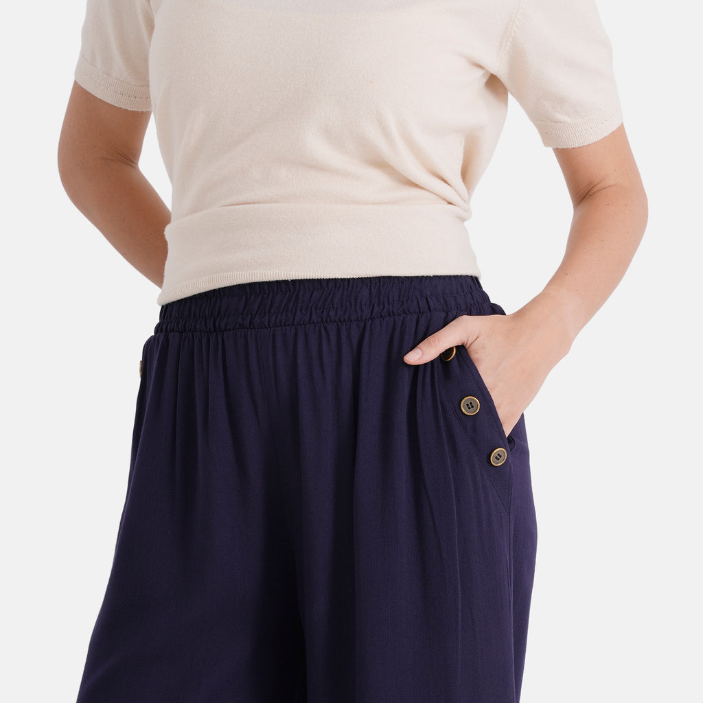 La Marey Rayon Wide Leg Trousers (Size L, 16-18) - Navy Blue_8436954_4
