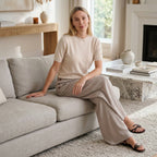 La Marey Rayon Wide Leg Trousers (Size S, 8-10) - Beige_8436956_1