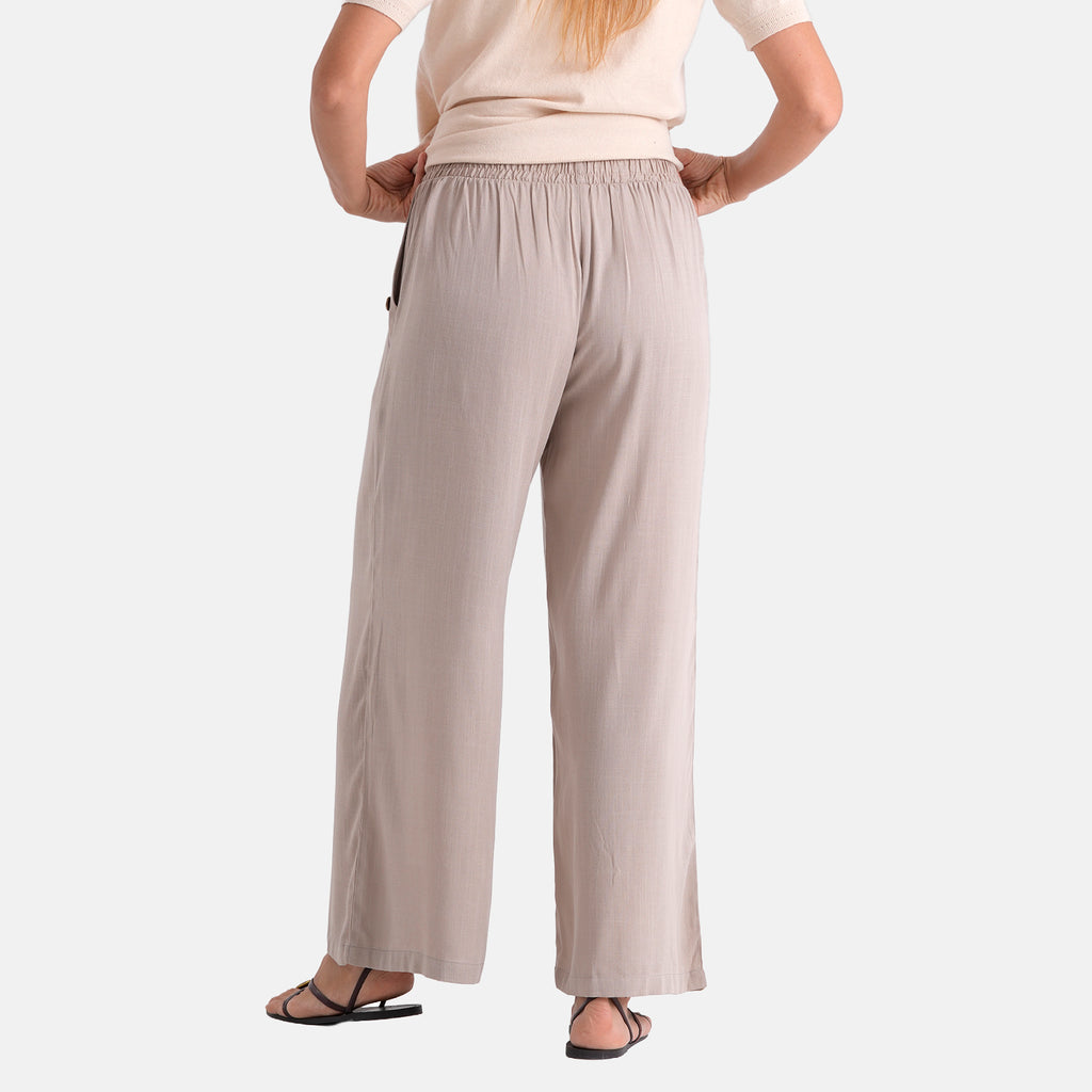 La Marey Rayon Wide Leg Trousers (Size S, 8-10) - Beige_8436956_2