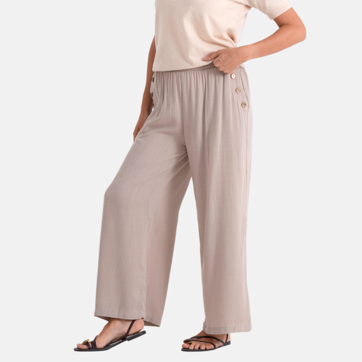 La Marey Rayon Wide Leg Trousers (Size S, 8-10) - Beige 8436956 4