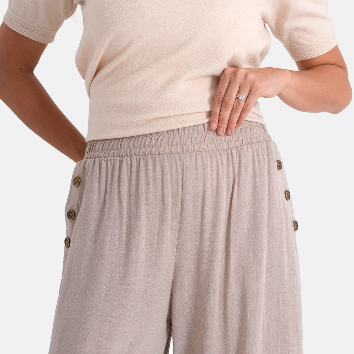 La Marey Rayon Wide Leg Trousers (Size S, 8-10) - Beige 8436956 5