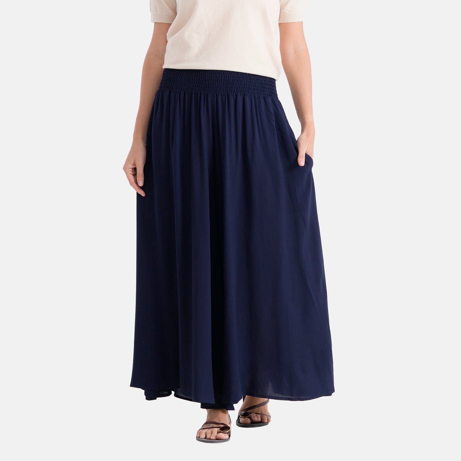 La Marey Pull-On Shirred Waist Culottes (Size 8-20) - Navy Blue 8436980 0