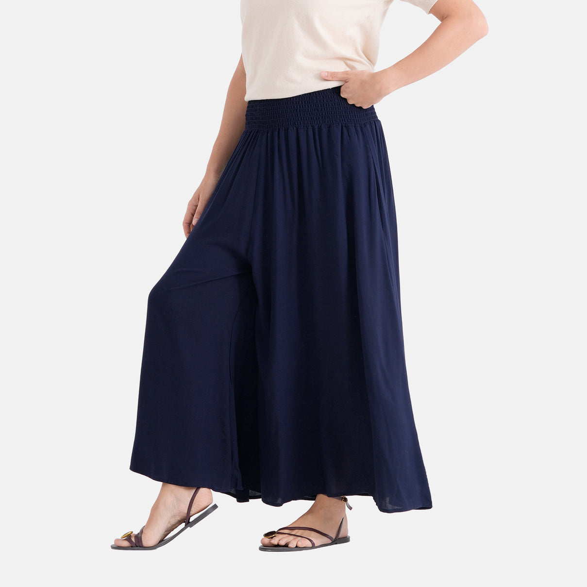 La Marey Pull-On Shirred Waist Culottes (Size 8-20) - Navy Blue 8436980 2