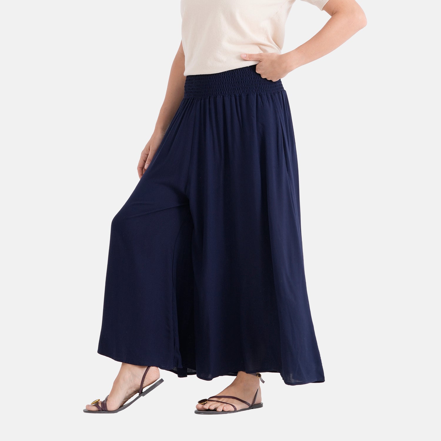 La Marey Pull-On Shirred Waist Culottes (Size 8-20) - Navy Blue 8436980 2