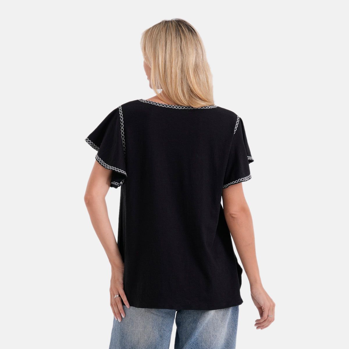 La Marey Embroidered Soft Touch Top (Size L, 16-18) - Black V32621039 3