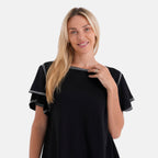 La Marey Embroidered Soft Touch Top (Size XL, 20-22) - Black_8437427_4