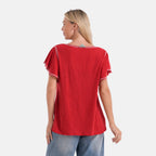 La Marey Embroidered Soft Touch Top (Size M, 12-14) - Red_8437449_2