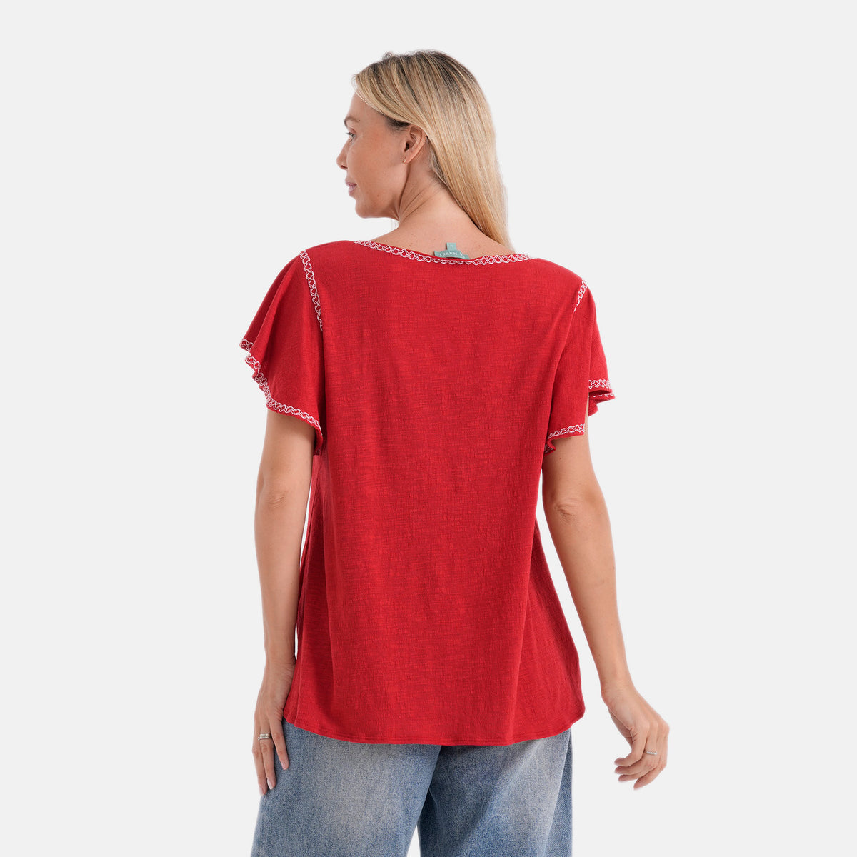 La Marey Embroidered Soft Touch Top (Size XL, 20-22) - Red V32605689 3
