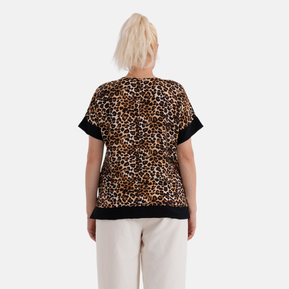 La Marey Leopard Print Designer Blouse (Size - S/M, 8 to 14) - Brown V32566853 3