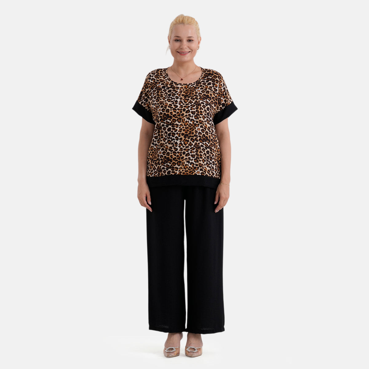 La Marey Leopard Print Designer Blouse (Size - S/M, 8 to 14) - Brown V32566853 5