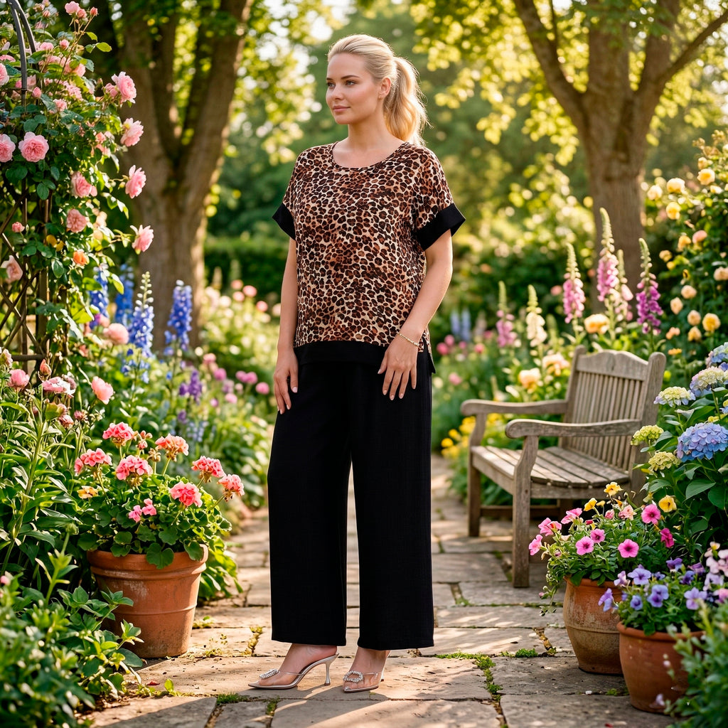 La Marey Leopard Print Designer Blouse (Size - S/M, 8 to 14) - Brown_8437523_5
