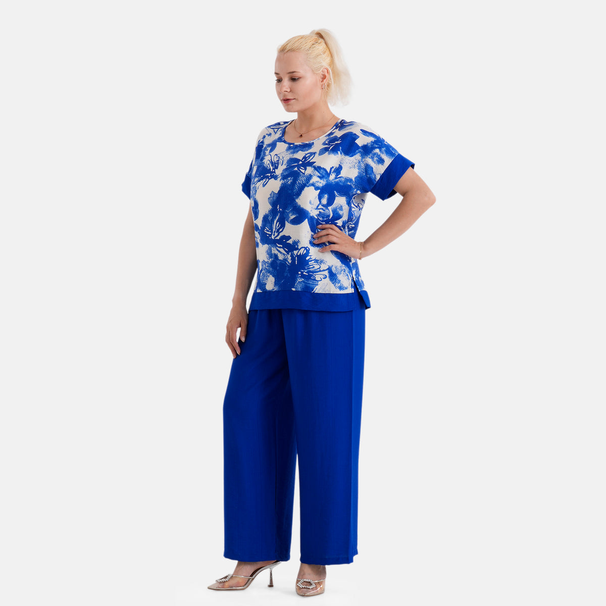 La Marey Designer Abstract Print Blouse (Size - S/M, 8 to 14) - Blue V32555644 5