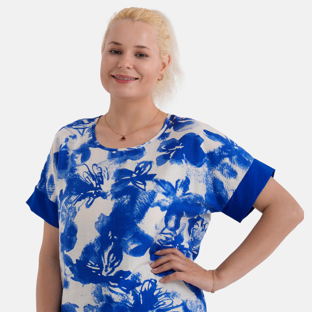 La Marey Designer Abstract Print Blouse (Size - S/M, 8 to 14) - Blue_8437535_7