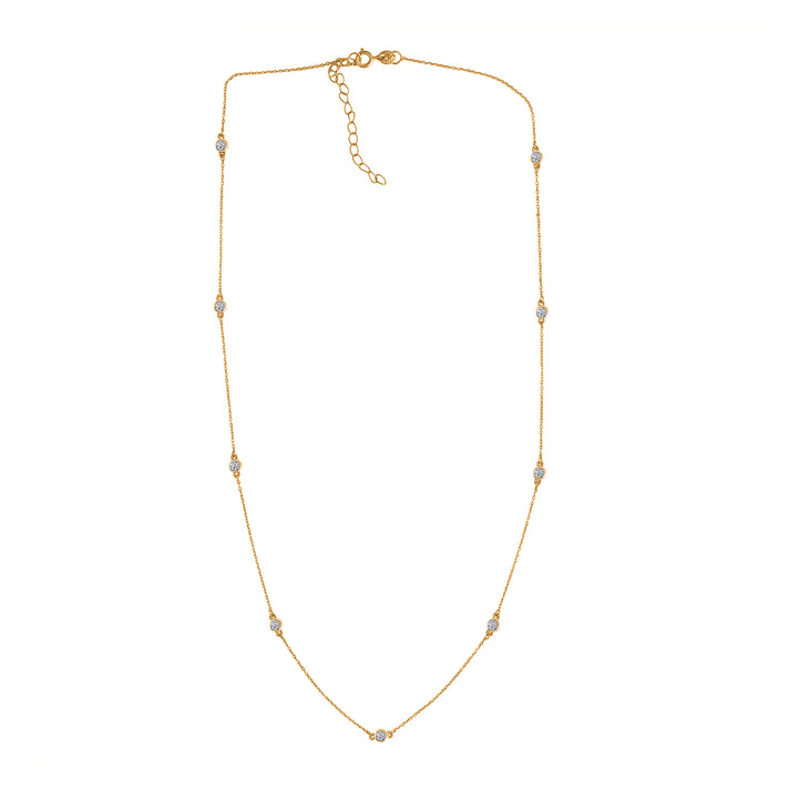 LUXURIANT 0.5 Ct. Lab Grown Diamond Station Necklace (Size - 20-2 Inch) in 18K Vermeil Yellow Gold Plated Sterling Silver (SI-GH) 8437541 1