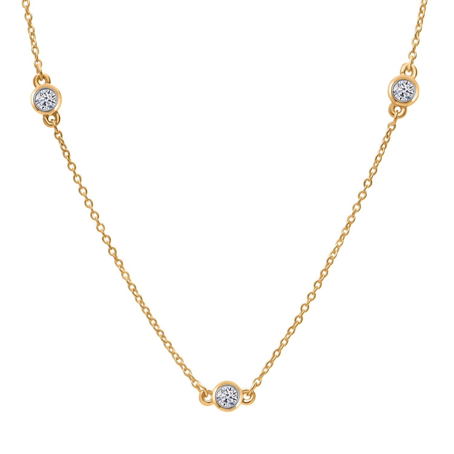 LUXURIANT 0.5 Ct. Lab Grown Diamond Station Necklace (Size - 20-2 Inch) in 18K Vermeil Yellow Gold Plated Sterling Silver (SI-GH) 8437541 3