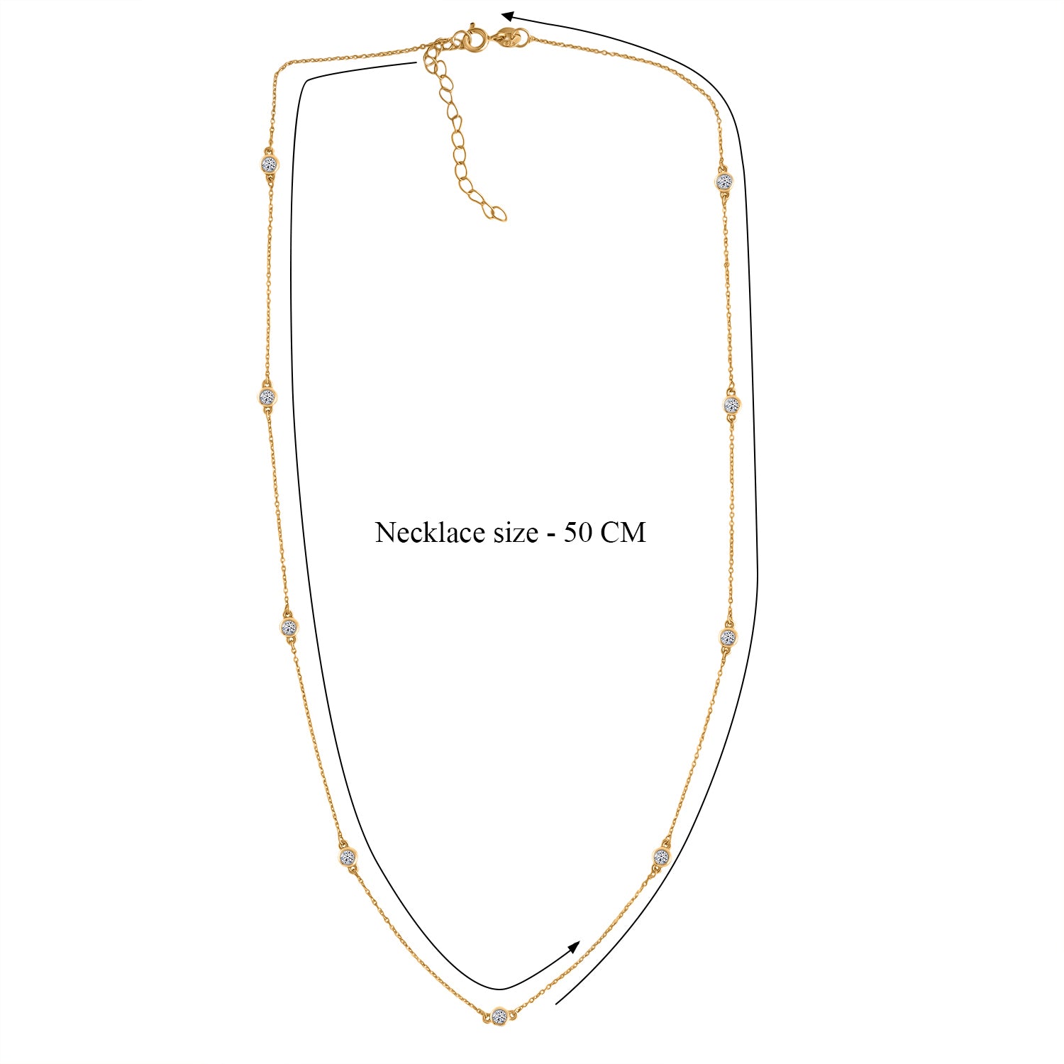 LUXURIANT 0.5 Ct. Lab Grown Diamond Station Necklace (Size - 20-2 Inch) in 18K Vermeil Yellow Gold Plated Sterling Silver (SI-GH) 8437541 5